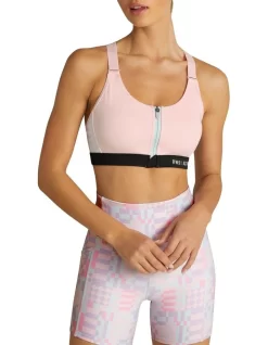 Velocity Zip Medium Impact Sports Bra In Pink