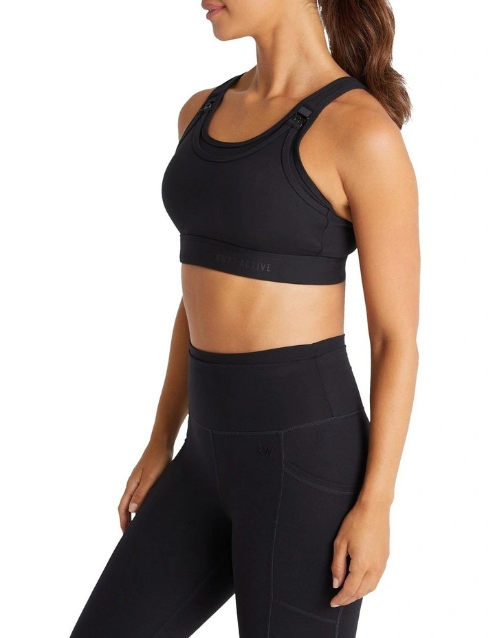 Maternity Luxesoft Nursing Sports Bra In Black - Image 2