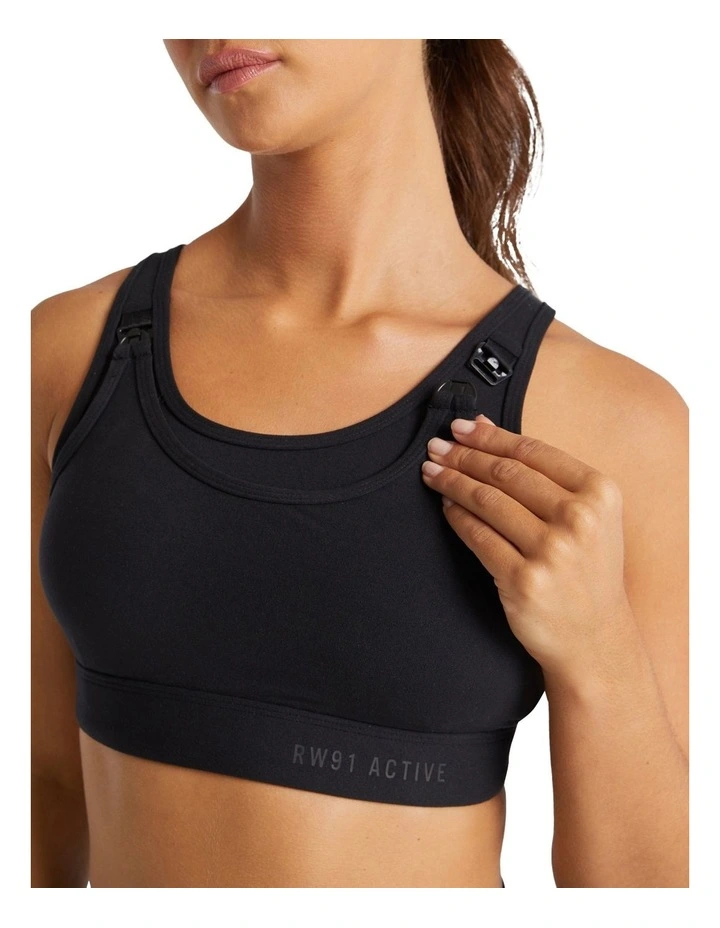 Maternity Luxesoft Nursing Sports Bra In Black - Image 4