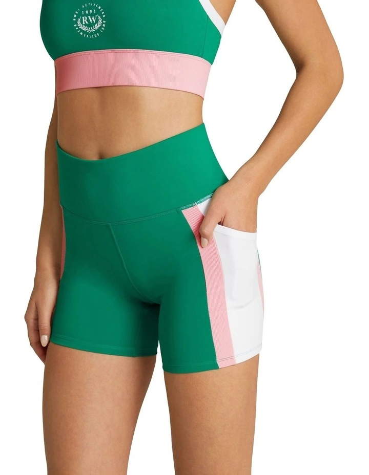 The Club High Rise Pocket Bike Shorts In Green - Image 2