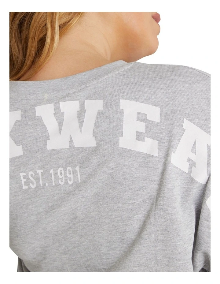 Lemonade Varsity Crew Neck Sweat In Grey Marle - Image 4