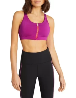 Phantom Zip Adjustable Medium Impact Sports Bra In Purple