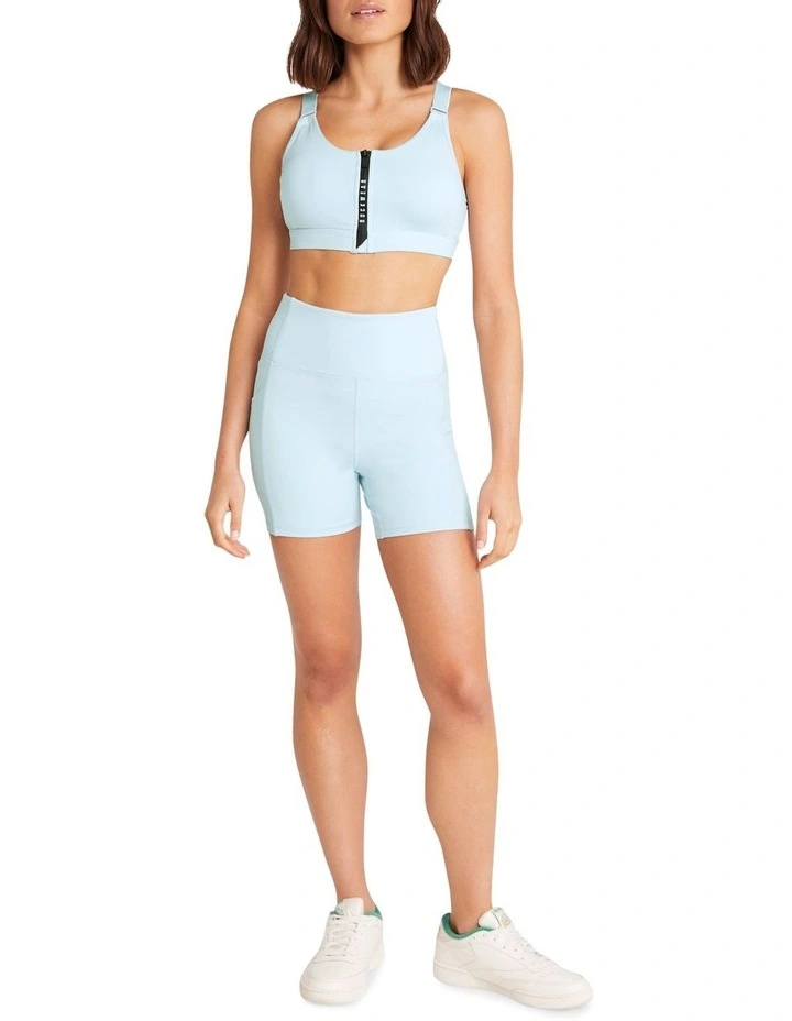 Velocity Medium Impact Zip Sports Bra In Blue - Image 5