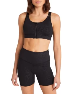 Velocity Zip Medium Impact Sports Bra In Black