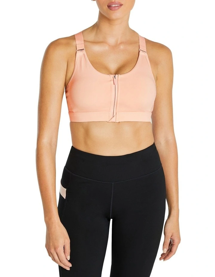 Velocity Zip Medium Impact Sports Bra In Orange