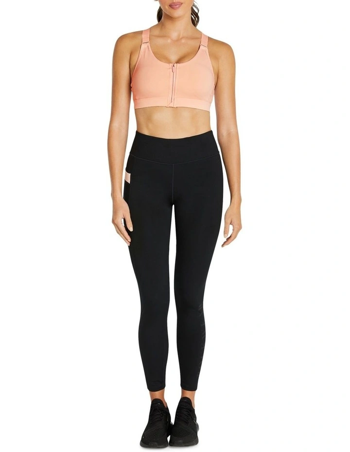 Velocity Zip Medium Impact Sports Bra In Orange - Image 2