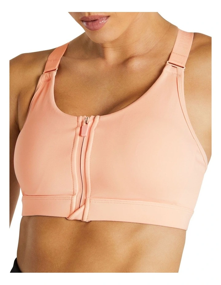 Velocity Zip Medium Impact Sports Bra In Orange - Image 3
