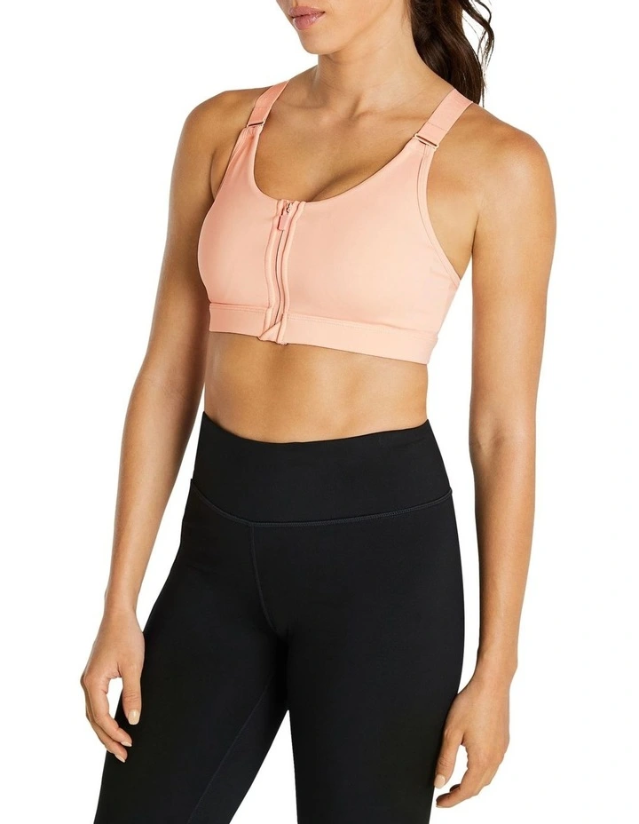 Velocity Zip Medium Impact Sports Bra In Orange - Image 4