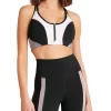 Milan Zip Medium Impact Sports Bra In Black/Pink