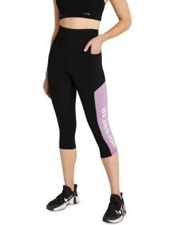 Blocked Pocket 3/4 Tights In Black