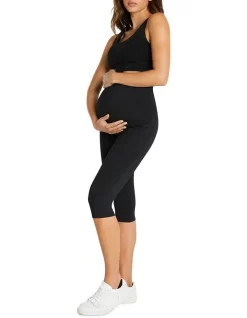 Maternity 3/4 Pocket Tights In Black