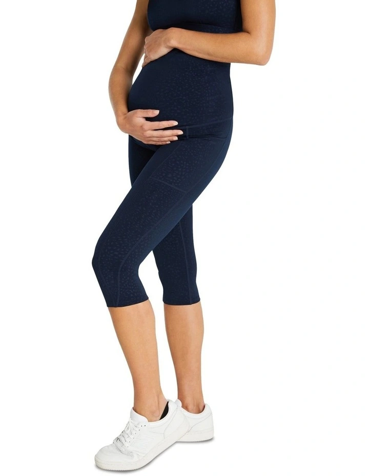 Maternity 3/4 Pocket Tights In Navy - Image 2