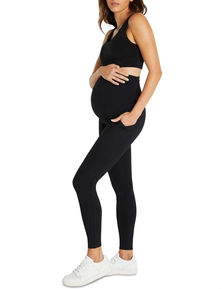 Maternity Full Length Pocket Tights In Black - Image 4