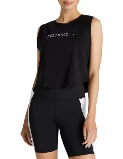 Alaska Logo Front Crop Tank In Black