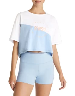 Alaska Blocked Crop Tee In Sky Blue
