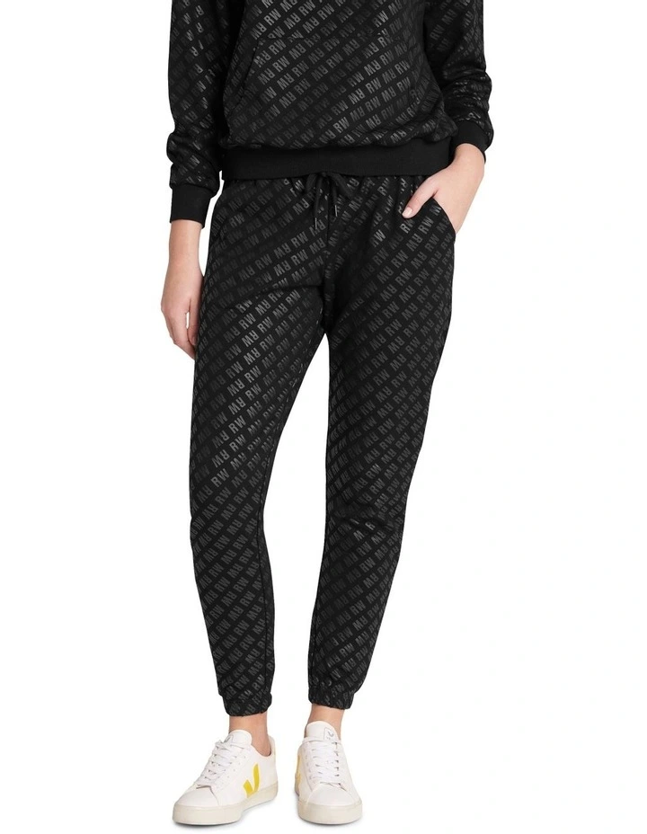 Walk The Line Monogrammed Pant In Black - Image 2