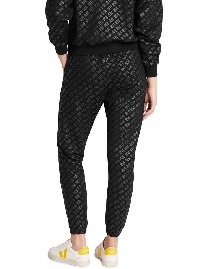 Walk The Line Monogrammed Pant In Black - Image 3