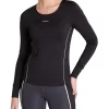 Walk The Line Panelled Long Sleeve Run Top In Black