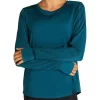 Mesh Panel Long Sleeve Top In Teal