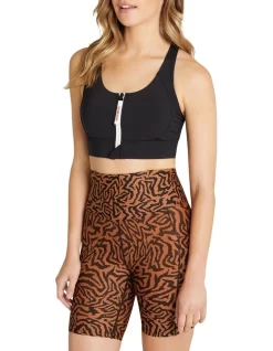 Brooklyn Zip Medium Impact Sports Bra In Black