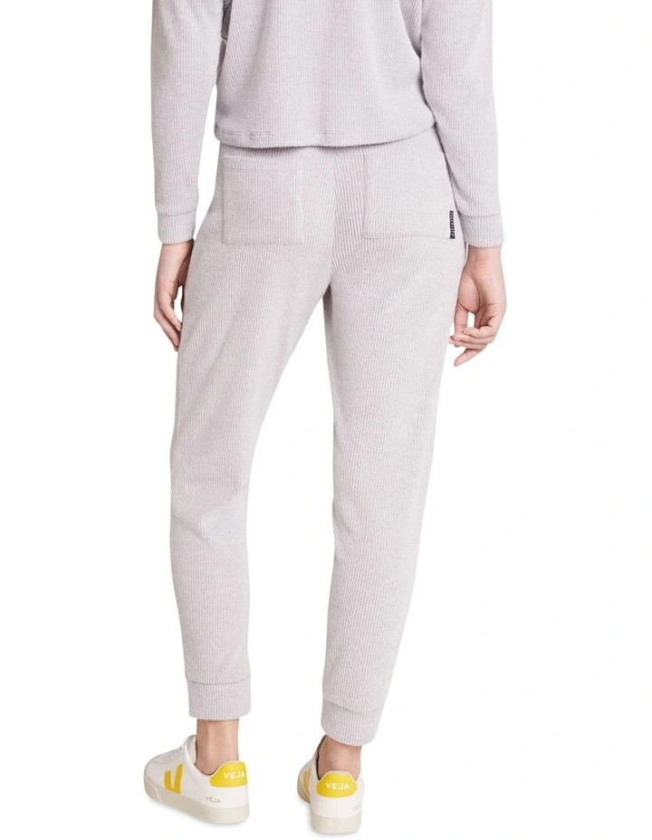 Walk The Line Rib Joggers In Grey - Image 2