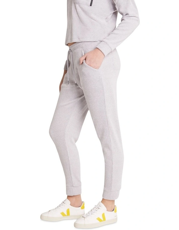 Walk The Line Rib Joggers In Grey - Image 3