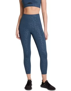 High Rise Pocket Ankle Grazer Tights In Navy