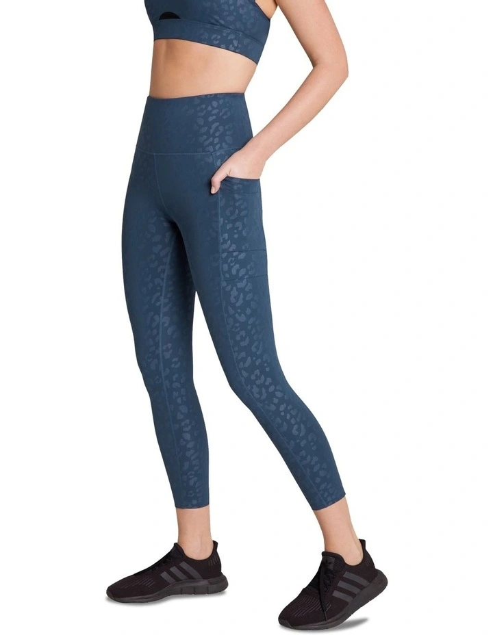 High Rise Pocket Ankle Grazer Tights In Navy - Image 2
