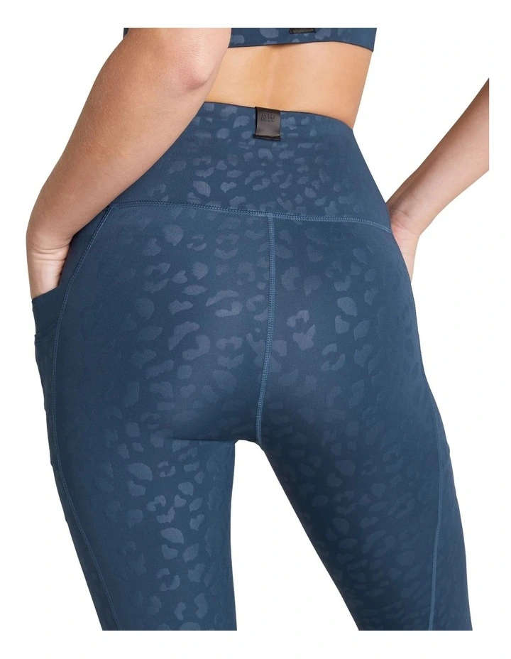 High Rise Pocket Ankle Grazer Tights In Navy - Image 4