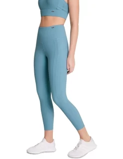 Wild Thing Ribbed Pocket Ankle Grazer Tights In Blue