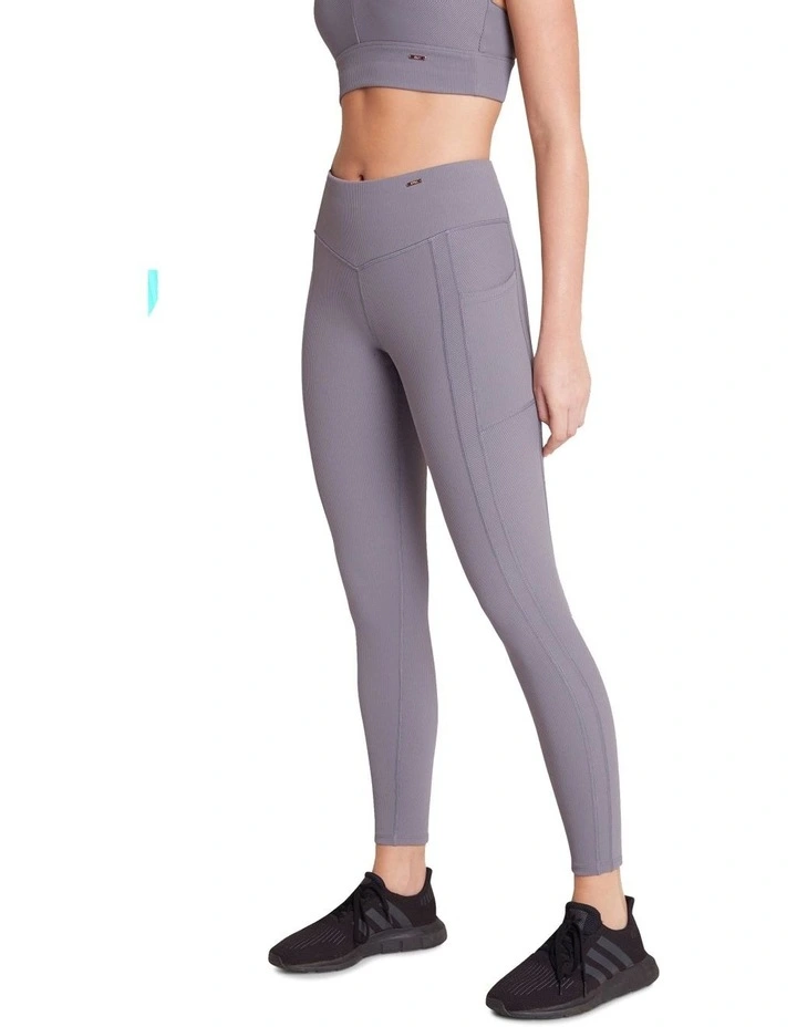 Wild Thing Ribbed Pocket Full Length Tights In Purple - Image 2