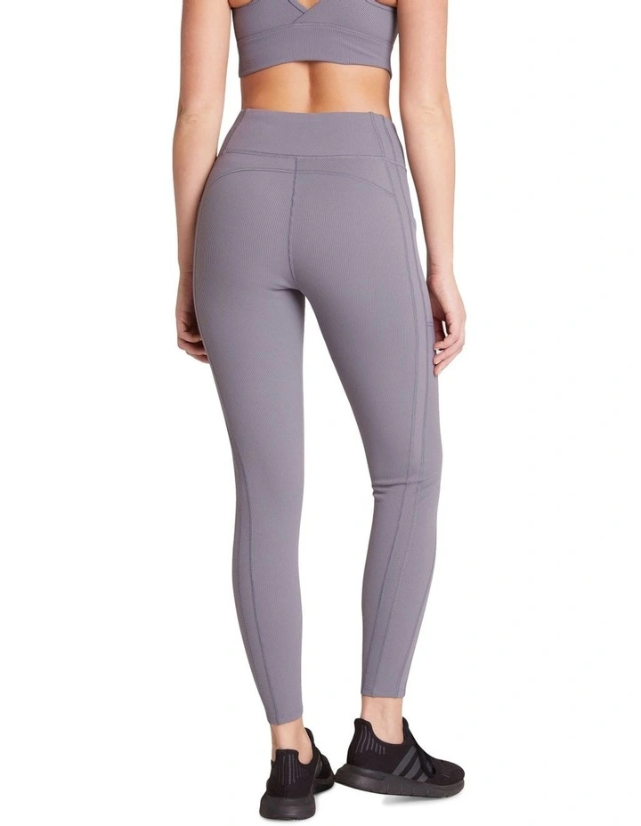 Wild Thing Ribbed Pocket Full Length Tights In Purple - Image 3