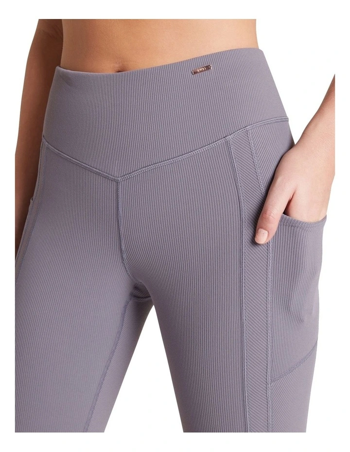 Wild Thing Ribbed Pocket Full Length Tights In Purple - Image 4