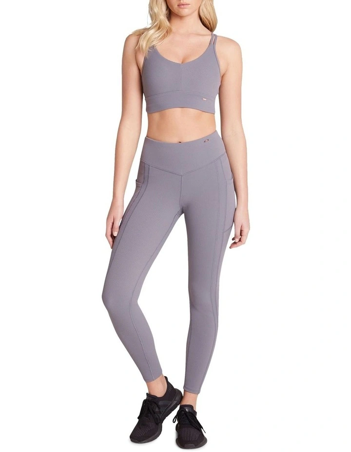 Wild Thing Ribbed Pocket Full Length Tights In Purple - Image 5