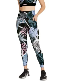 Taiga Print Pocket Ankle Grazer Tights In Multi