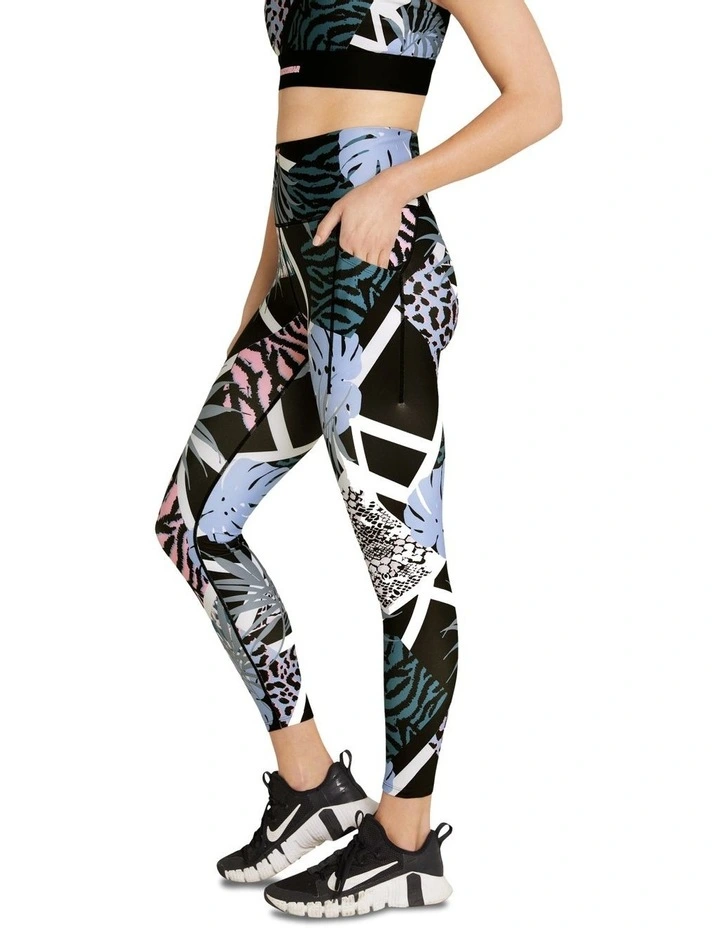 Taiga Print Pocket Ankle Grazer Tights In Multi - Image 2