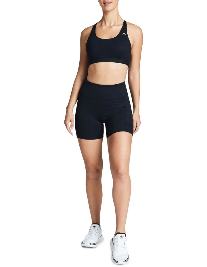 Elevate Mid Thigh Pocket Tight Shorts In Black