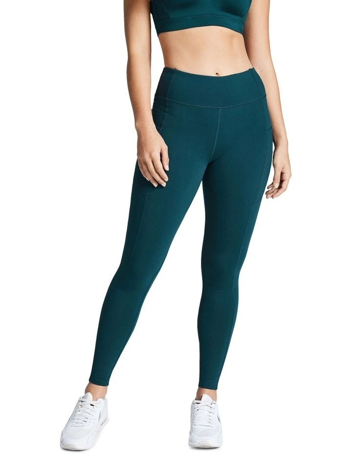 Perforated Pocket Full Length Tights In Teal - Image 3
