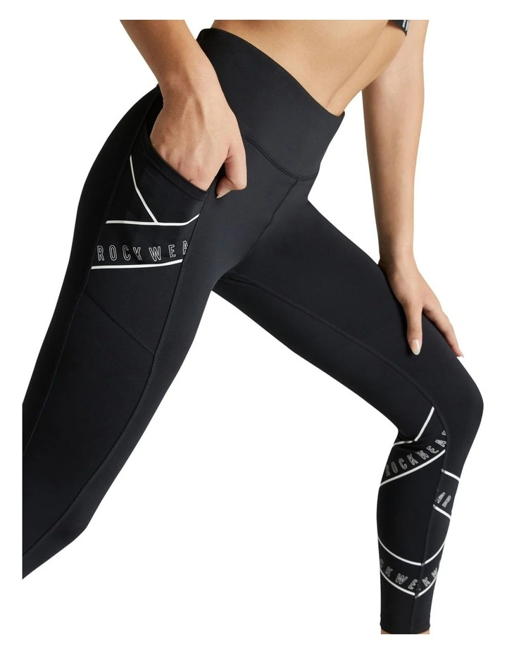 Checkmate Logo Pocket Full Length Tights Black And White - Image 2