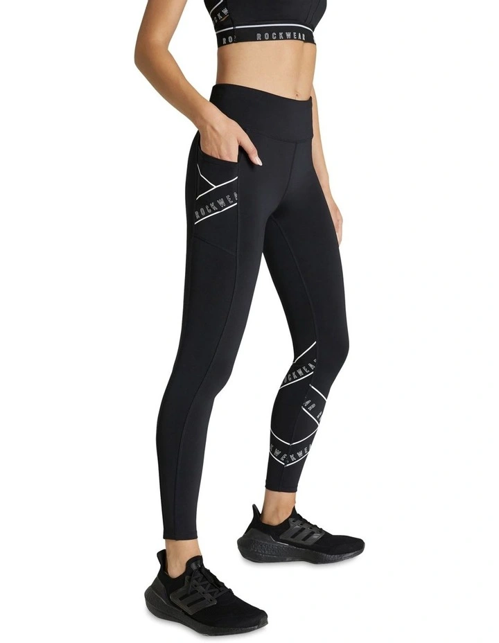 Checkmate Logo Pocket Full Length Tights Black And White - Image 6