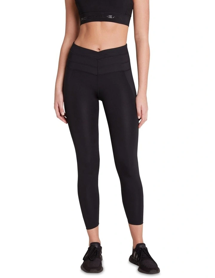 V-Waist Bonded Full Length Tights In Black