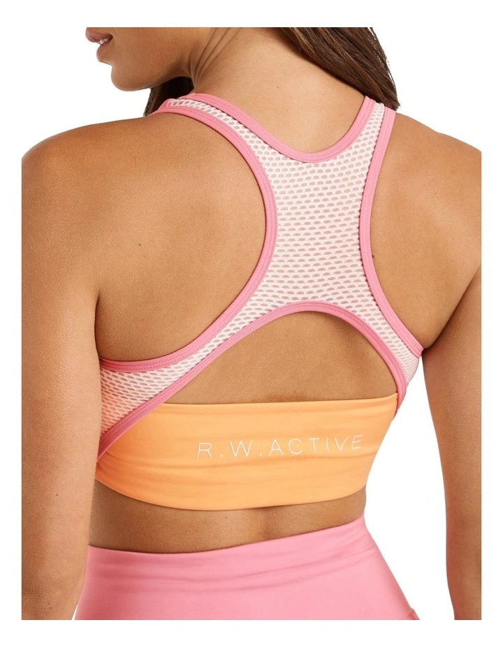 Abstraction Medium Impact Sports Bra In Pink - Image 4