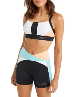 Abstraction Zip Medium Impact Sports Bra In Multi