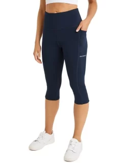 High Rise Pocket 3/4 Tights In Navy