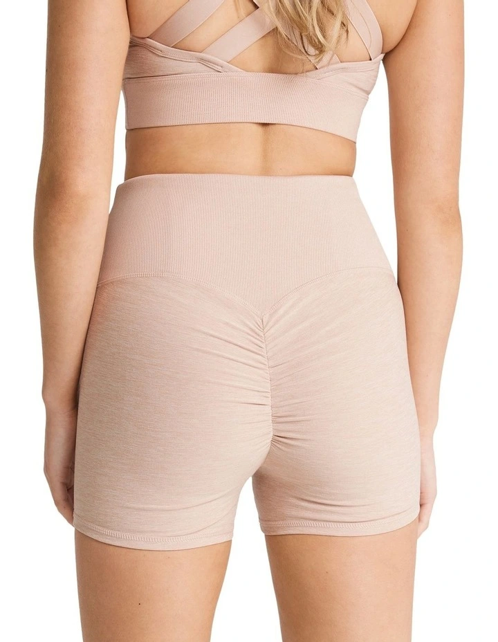 Melrose Scrunch Bum Booty Shorts In Brown - Image 3