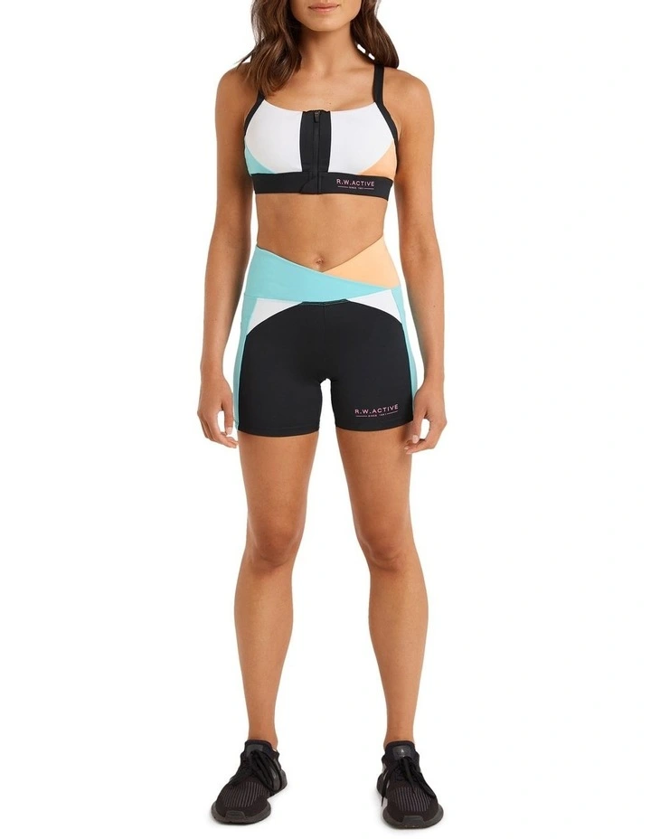 Abstraction Blocked Pocket Bike Shorts In Multi - Image 4