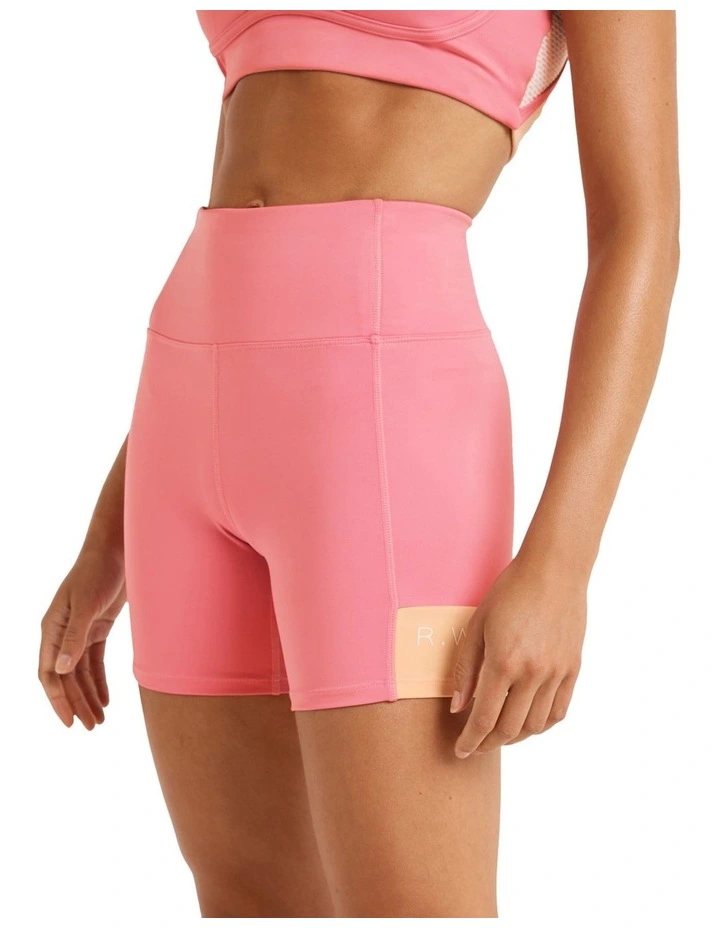 Abstraction High Rise Pocket Bike Shorts In Pink - Image 2