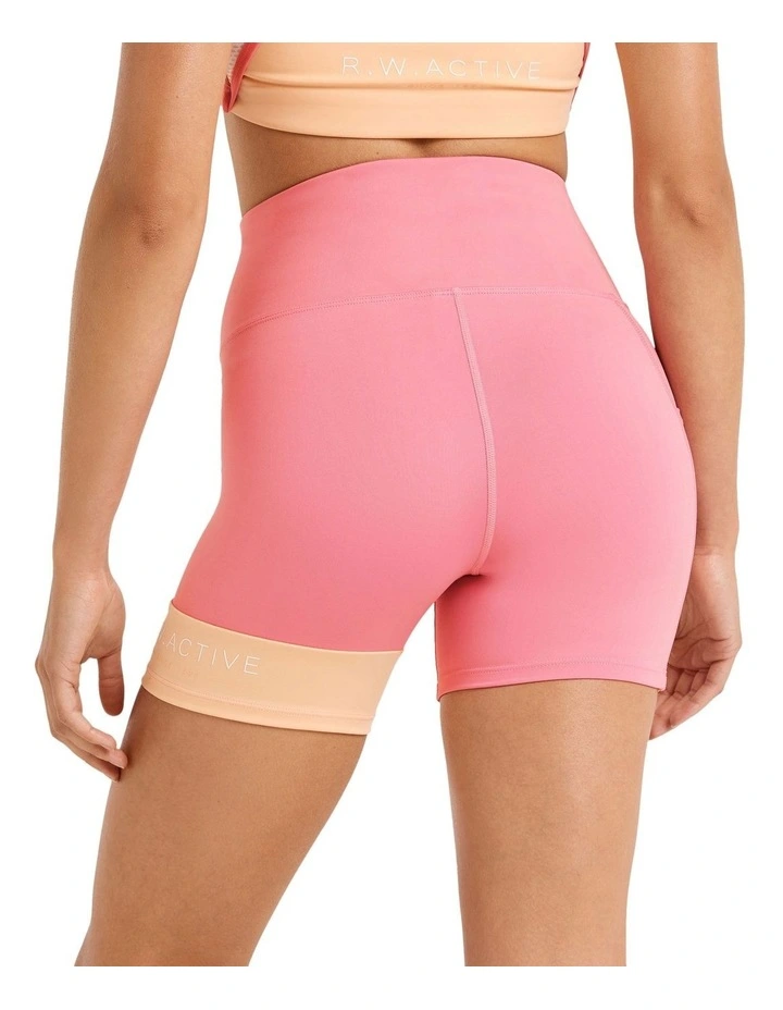 Abstraction High Rise Pocket Bike Shorts In Pink - Image 3