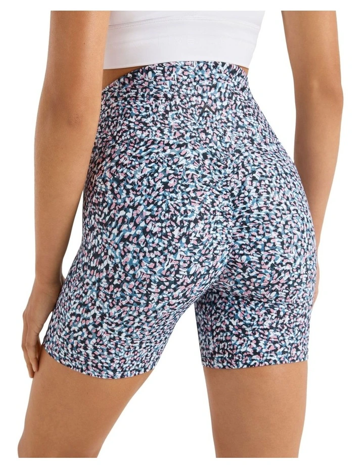 High Rise Scrunch Bum Bike Shorts In Multi - Image 4