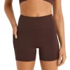 High Rise Pocket Bike Shorts In Brown